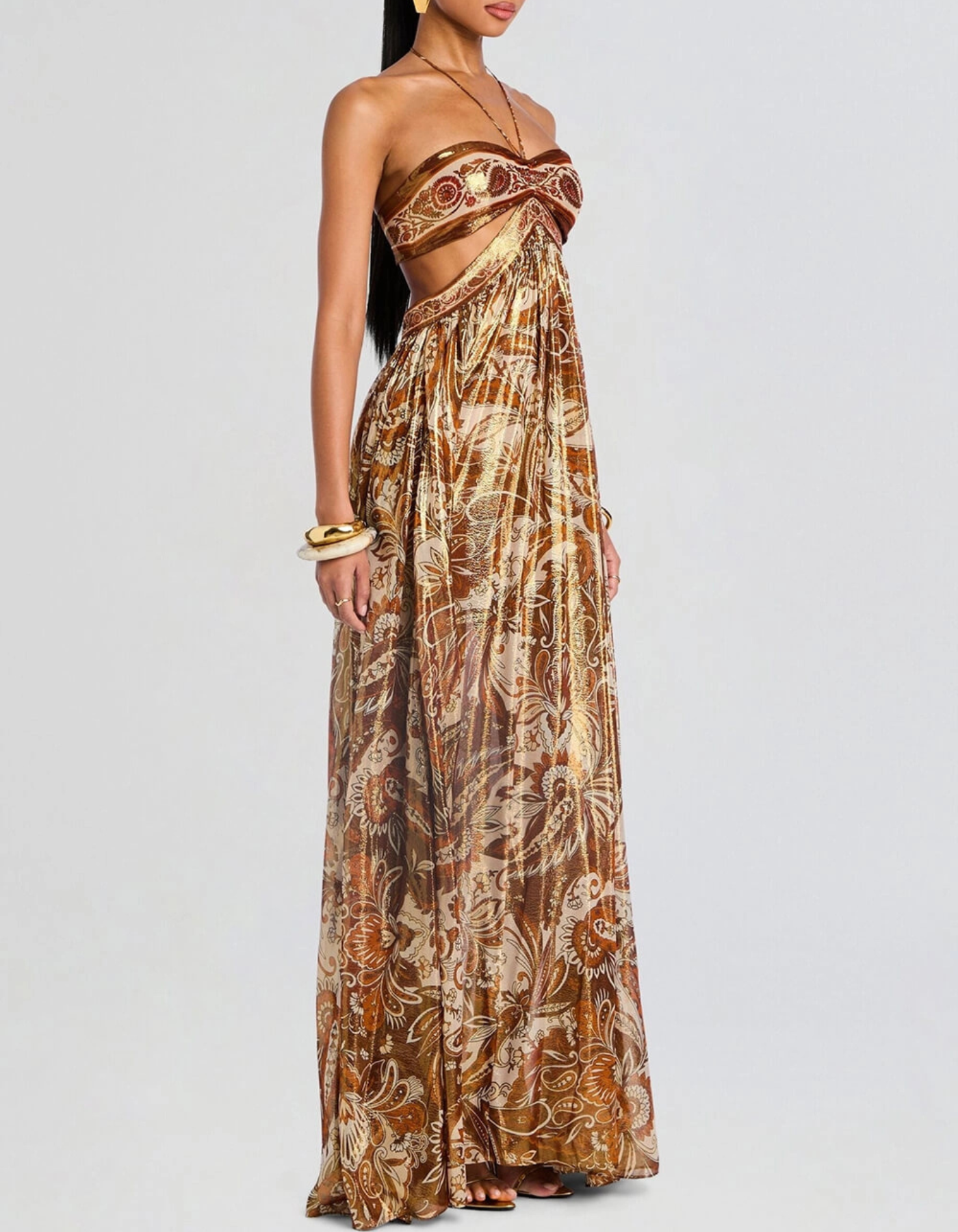 Renee – Metallic paisley – Halter maxi dress-15261073342837-Mirella Fiore