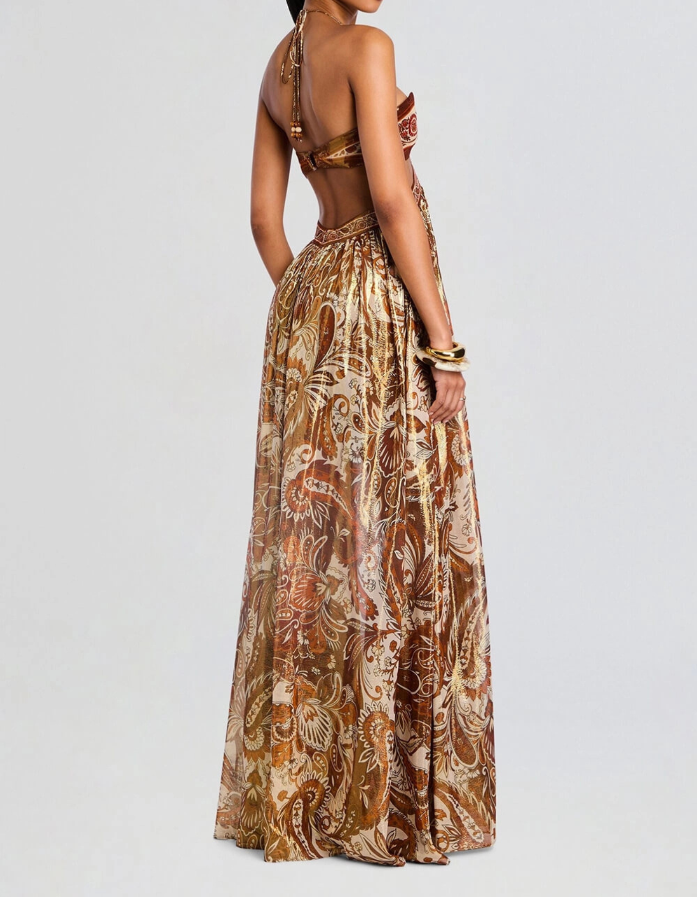 Renee – Metallic paisley – Halter maxi dress-15261073342837-Mirella Fiore