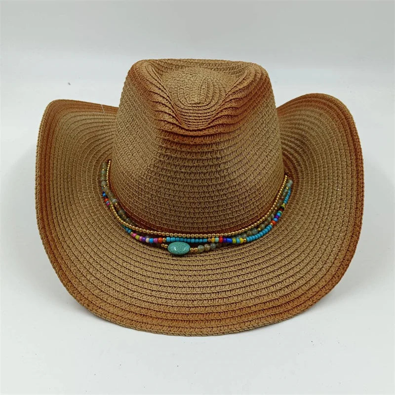 Rialora – Beaded coral – Straw cowboy hat-15133813899637-Mirella Fiore