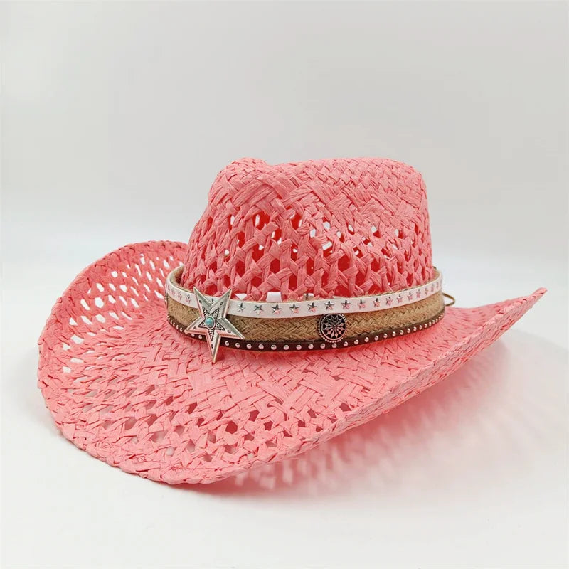 Rialora – Beaded coral – Straw cowboy hat-15133813899637-Mirella Fiore