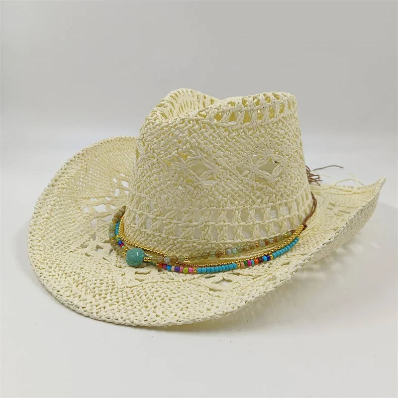 Rialora – Beaded coral – Straw cowboy hat-15133813899637-Mirella Fiore