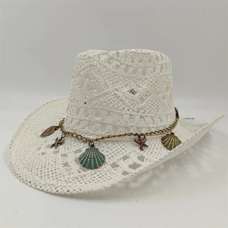 Rialora – Beaded coral – Straw cowboy hat-15133813899637-Nancy & Mae Savannah