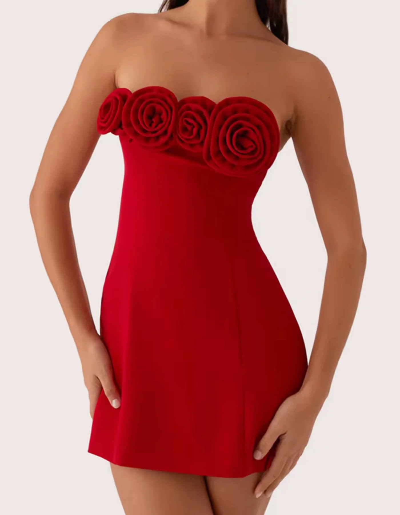 Riviera – Rosette bust detail – Strapless mini dress-15352826823029-Mirella Fiore