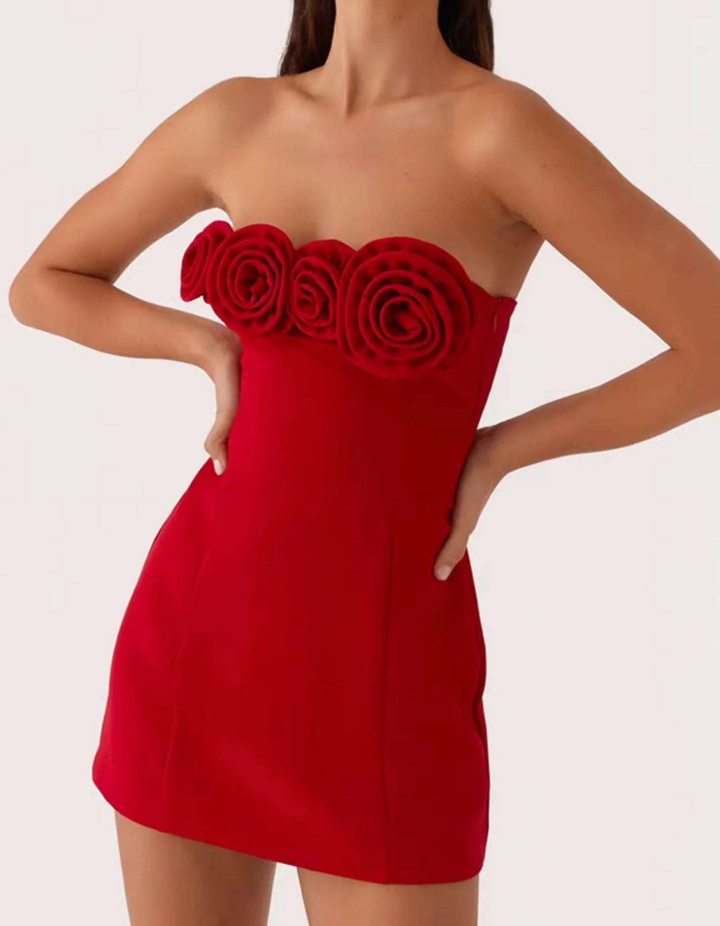 Riviera – Rosette bust detail – Strapless mini dress-15352826823029-Mirella Fiore