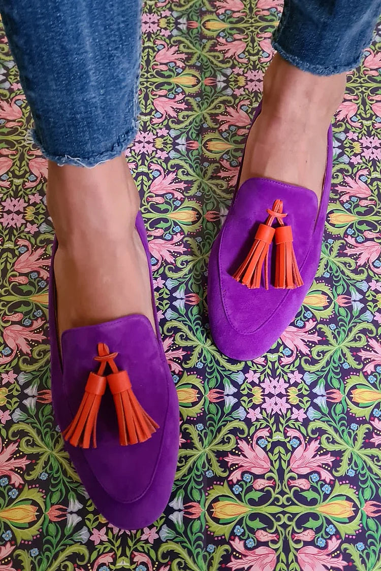 SOLENE - PURPLE LOAFERS WITH TASSELS-15553867219317-Mirella Fiore
