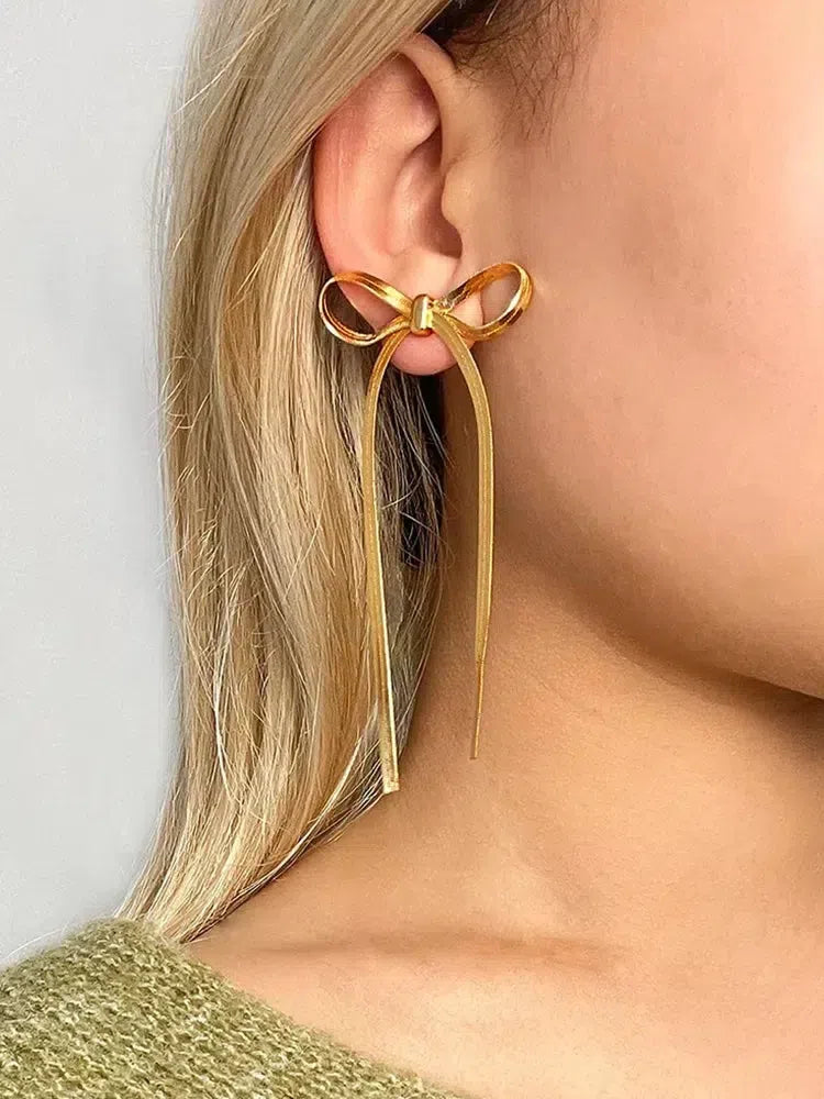 Sabella – Bow accents – Snake chain earrings-15227778269557-Mirella Fiore