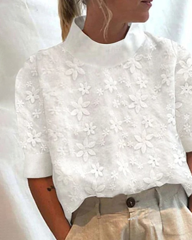 Sabine - With Embroidered Plain Stand Collar-15544892785013-Mirella Fiore