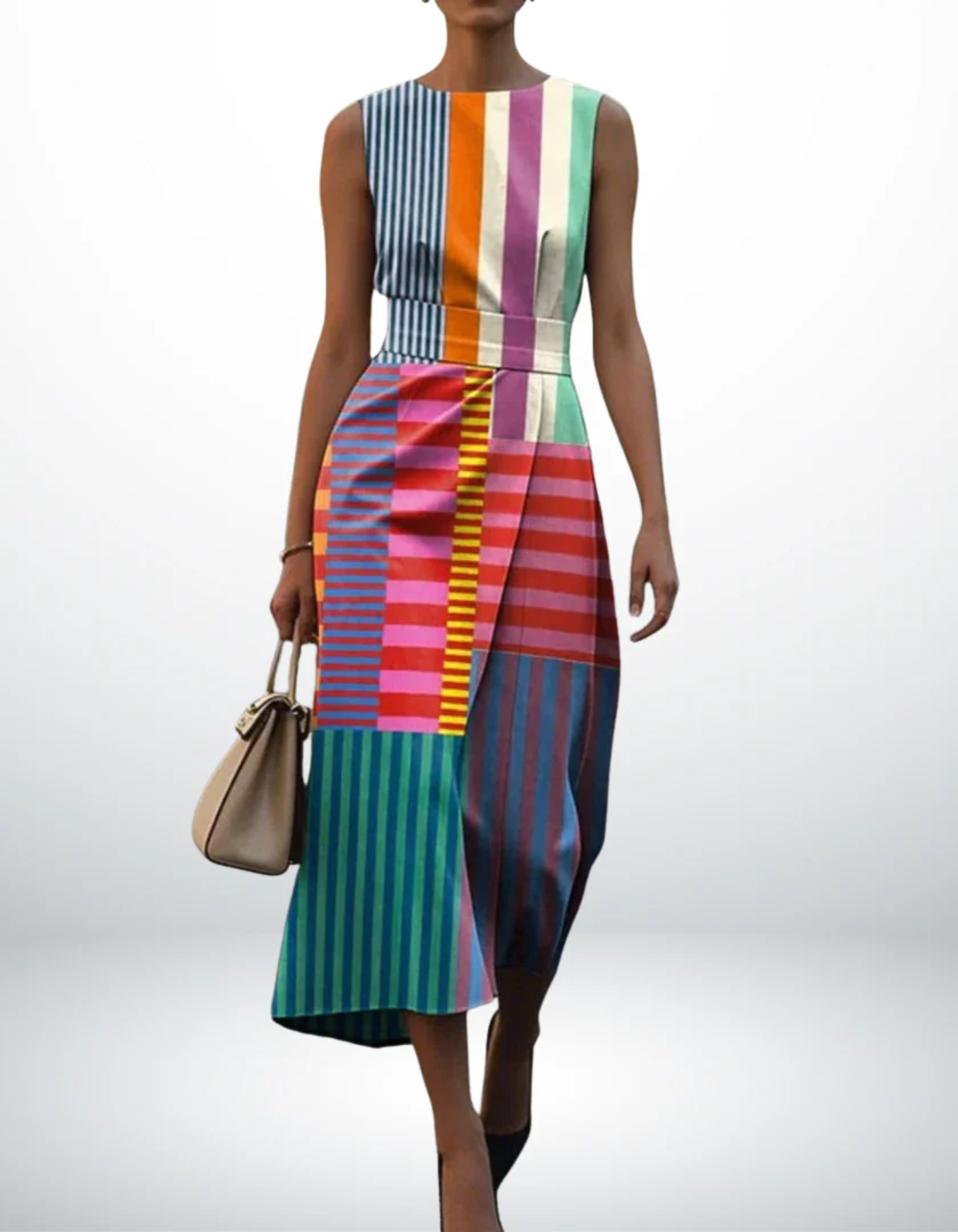 Samantha – Colour block design – Midi dress-15206604734837-Mirella Fiore