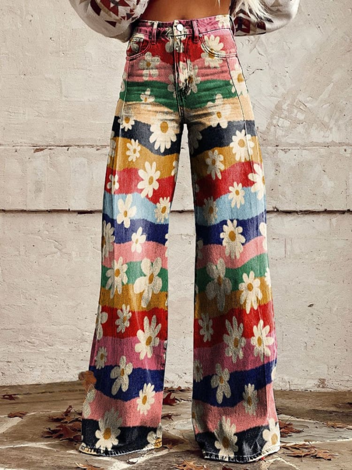 Savannah - Retro Floral High-Waisted Flare pants-15531074158965-Mirella Fiore