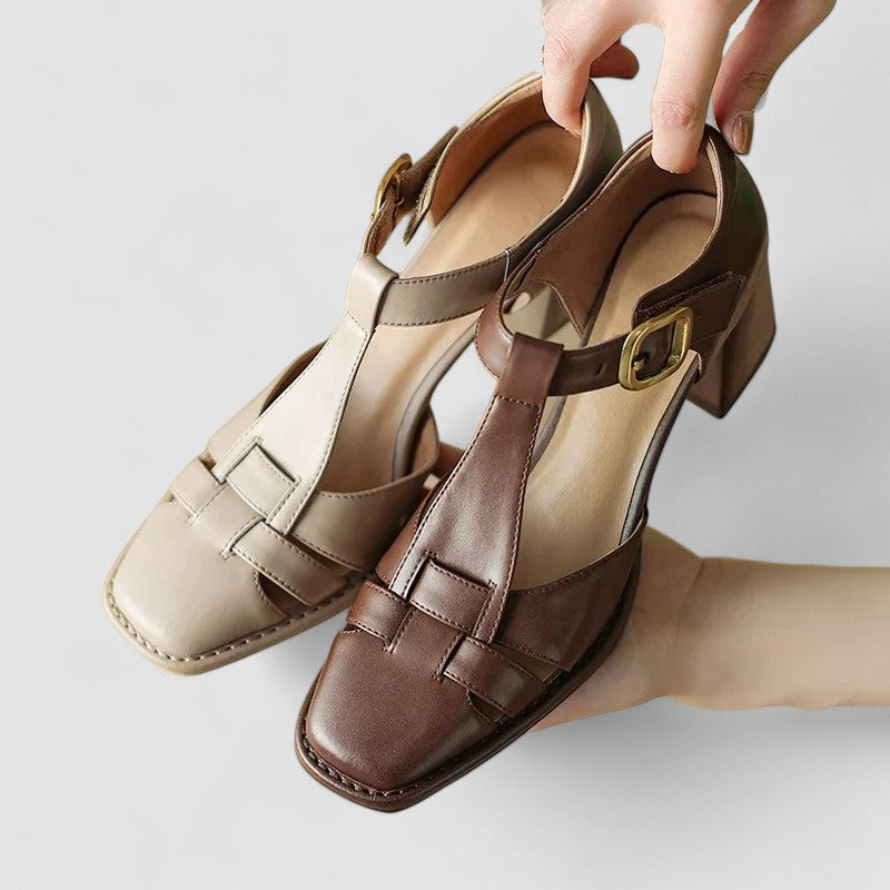 Scarlett – Orthopaedic T-Strap Block Heels-15519662113141-Mirella Fiore