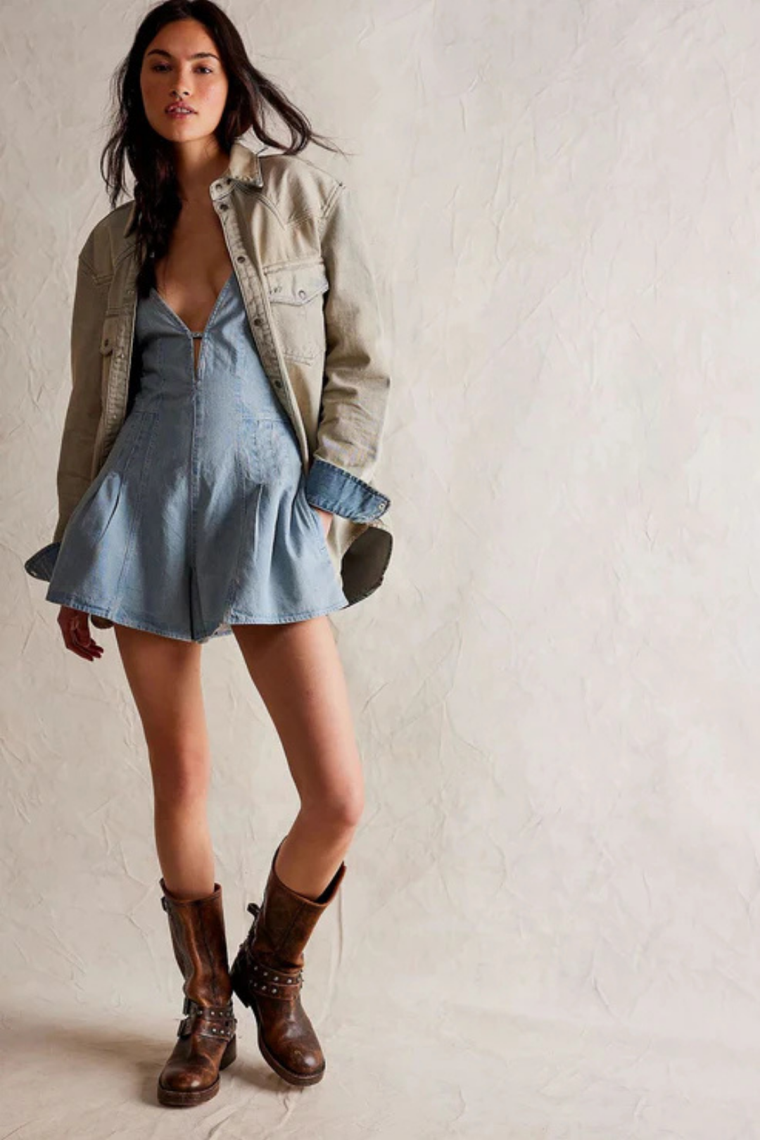 Selina – Flared design – Denim playsuit-15213974651253-Mirella Fiore