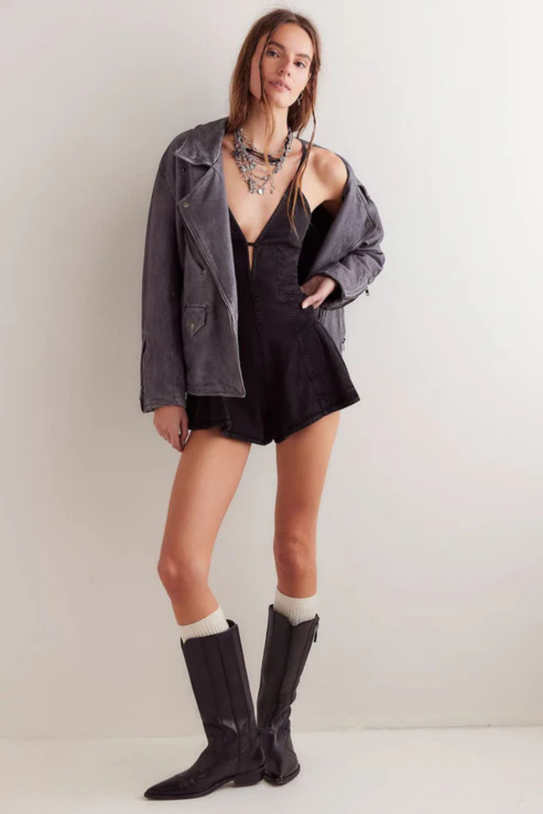 Selina – Flared design – Denim playsuit-15213974651253-Mirella Fiore