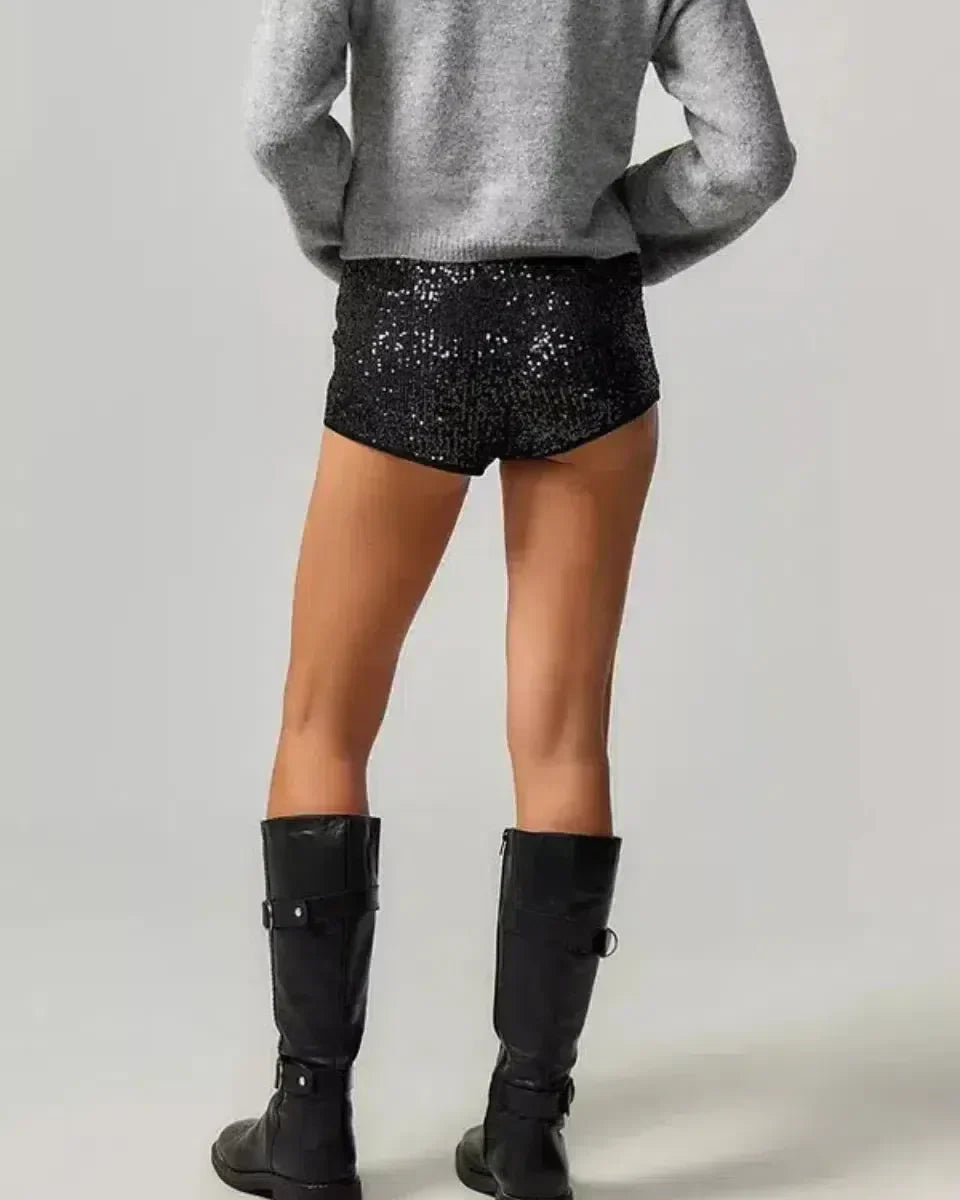 Selora – Sequin details – Velvet party shorts-15133677388149-Mirella Fiore
