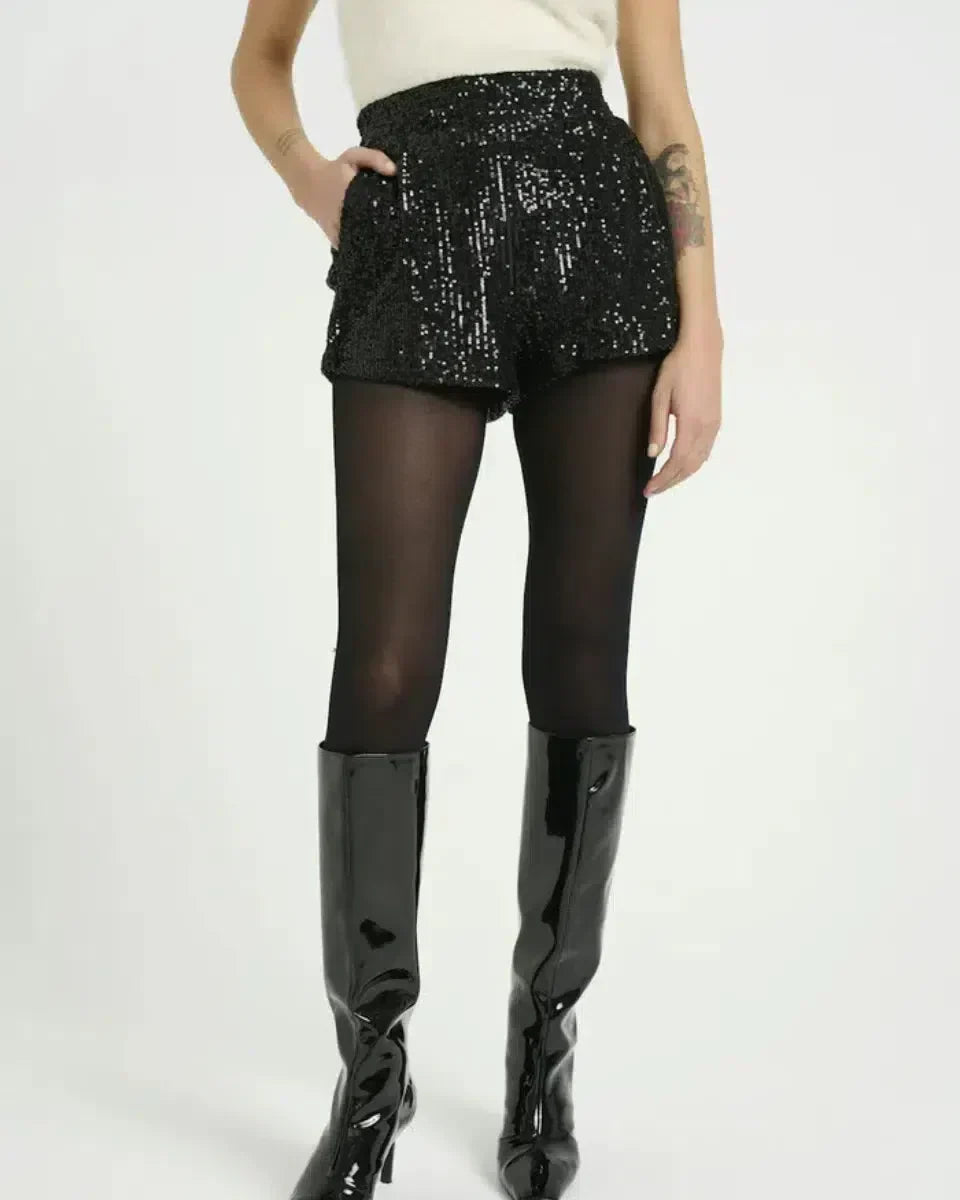 Selora – Sequin details – Velvet party shorts-15133677388149-Mirella Fiore