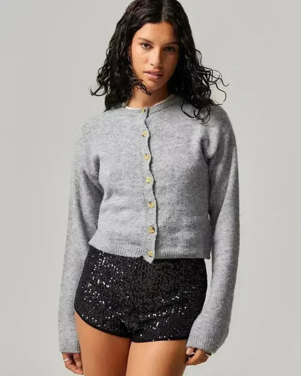 Selora – Sequin details – Velvet party shorts-15133677388149-Mirella Fiore