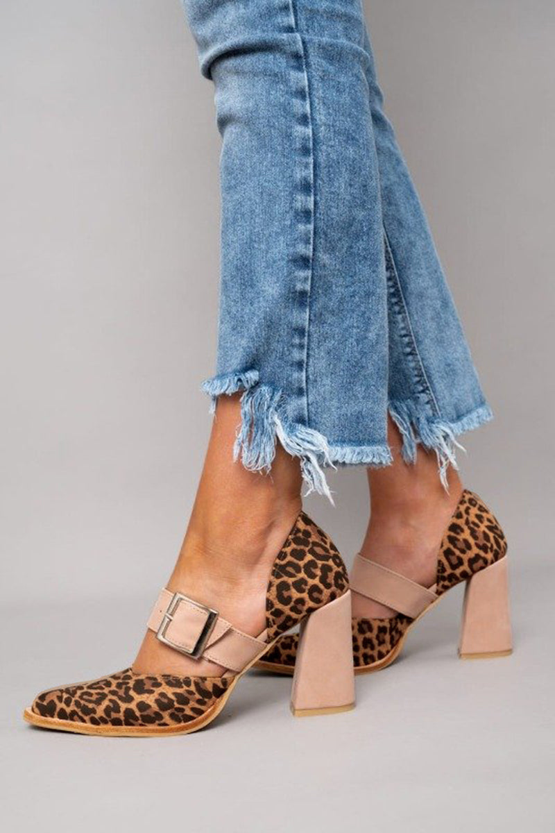 Selveta - Leopard suede sandals with stable heel-15530389995893-Mirella Fiore