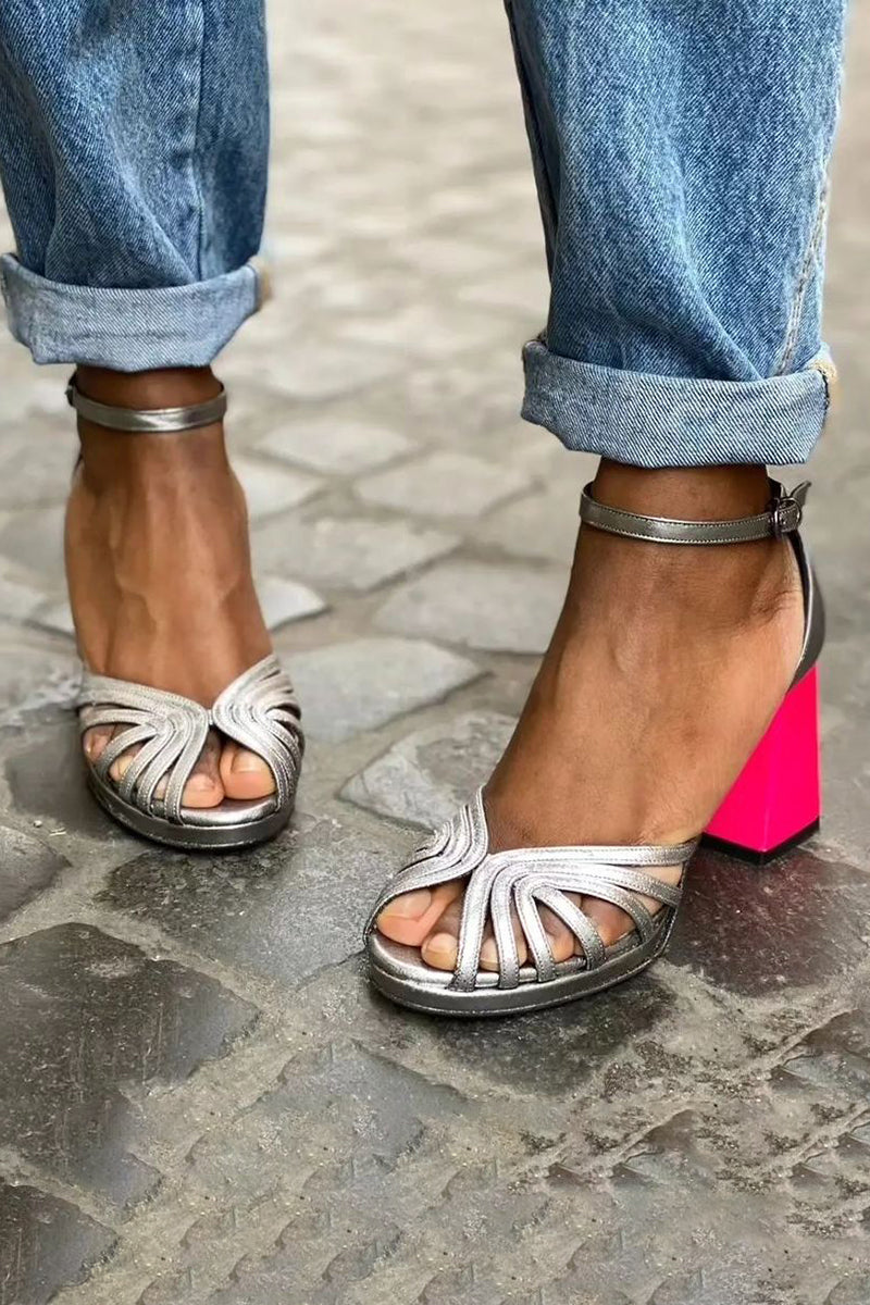 Seraphina - Shiny sandals with chunky heel and elegant buckle-15530389274997-Mirella Fiore