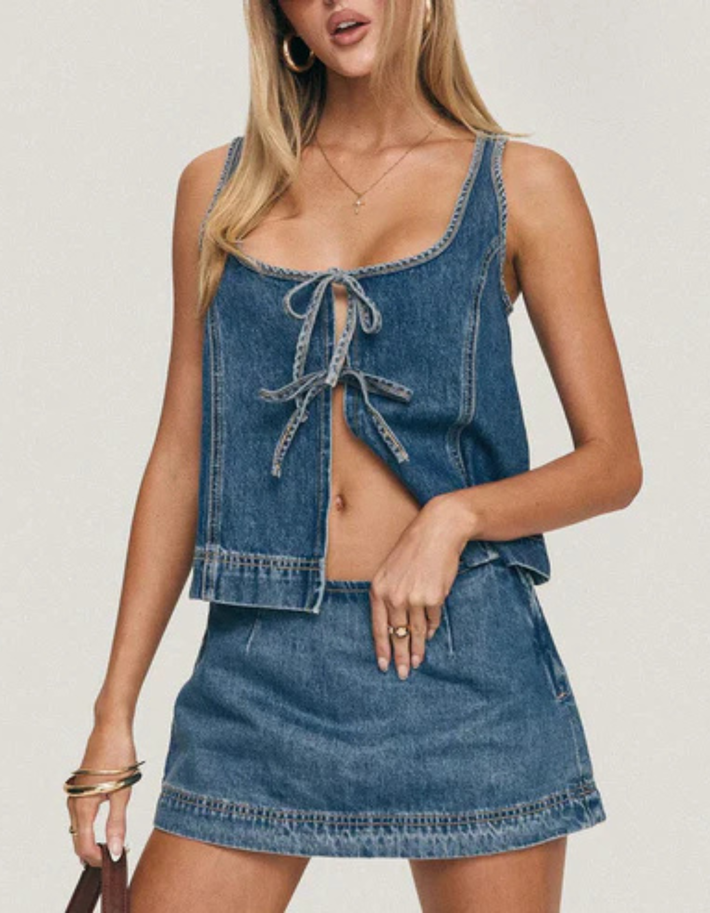Serena – Casual chic – Denim top and skirt set-15213975142773-Mirella Fiore