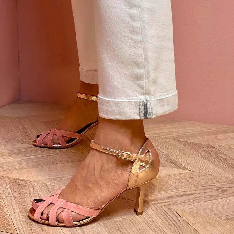 Serena - Strappy Peach Mid Heels-15551041831285-Mirella Fiore