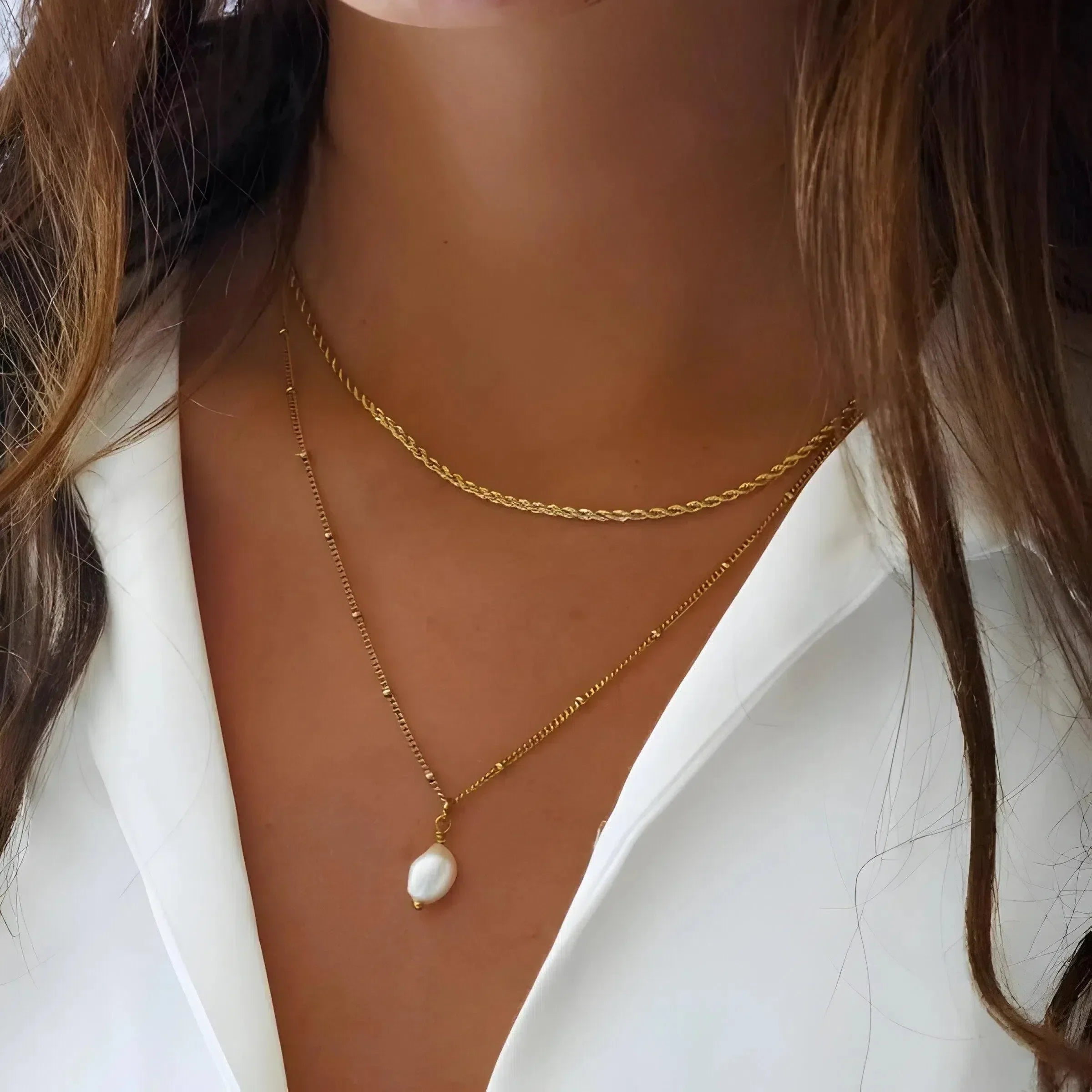Serenza – Modern choker with pearl pendant – Necklace set-15227799830901-Mirella Fiore