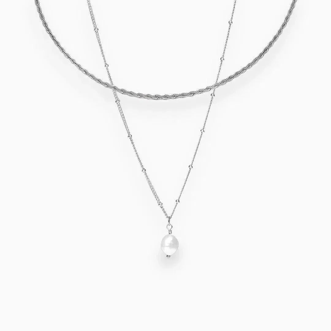 Serenza – Modern choker with pearl pendant – Necklace set-15227799830901-Mirella Fiore