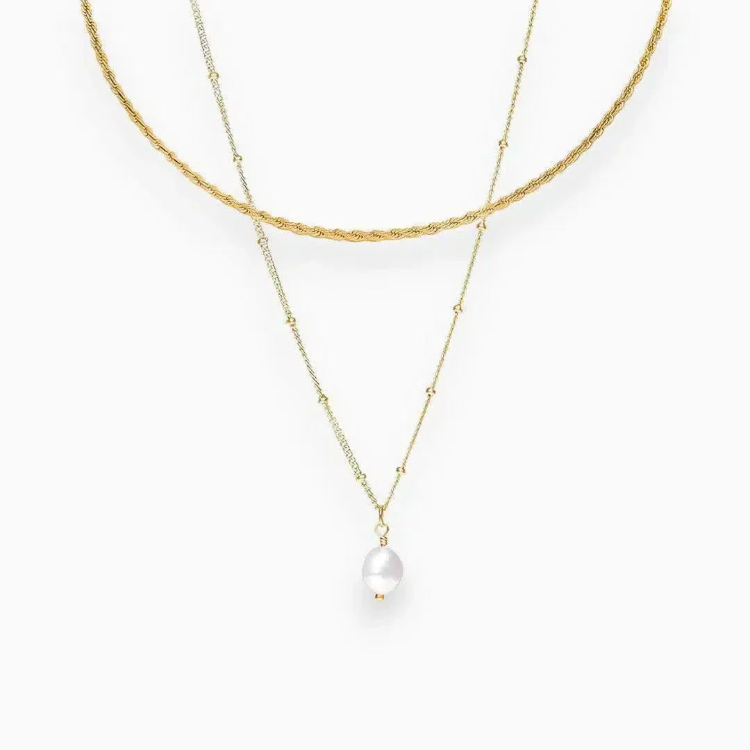 Serenza – Modern choker with pearl pendant – Necklace set-15227799830901-Mirella Fiore
