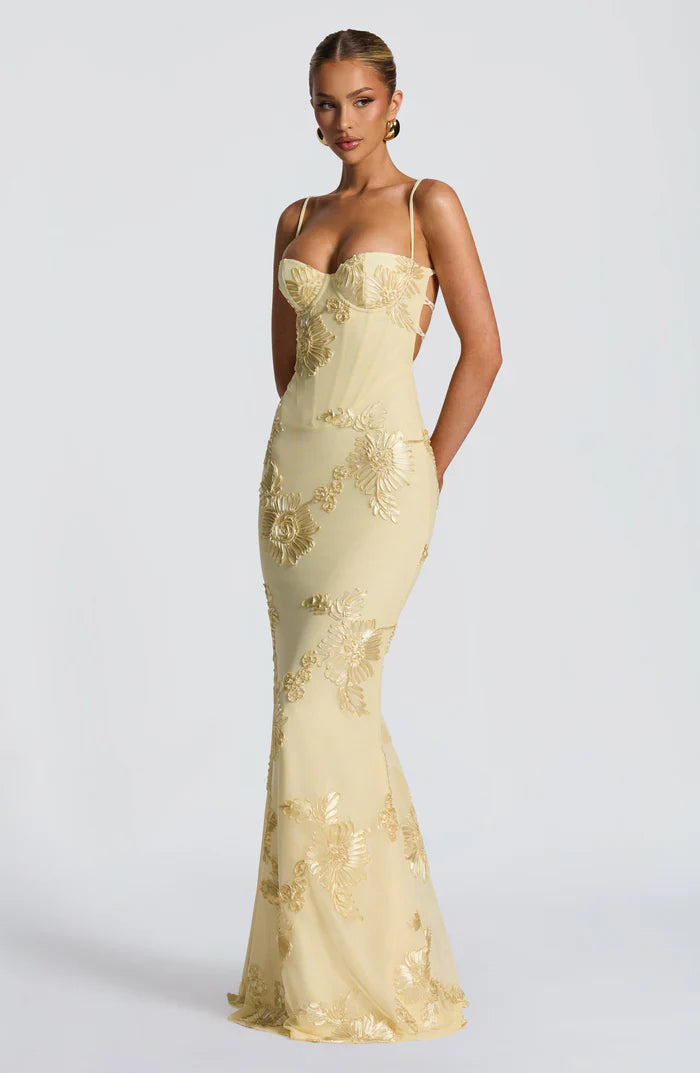 Serinna – Floral embroidery – Backless evening gown-15283462439285-Mirella Fiore