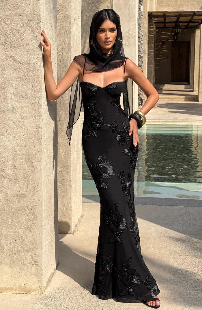 Serinna – Floral embroidery – Backless evening gown-15283462439285-Mirella Fiore