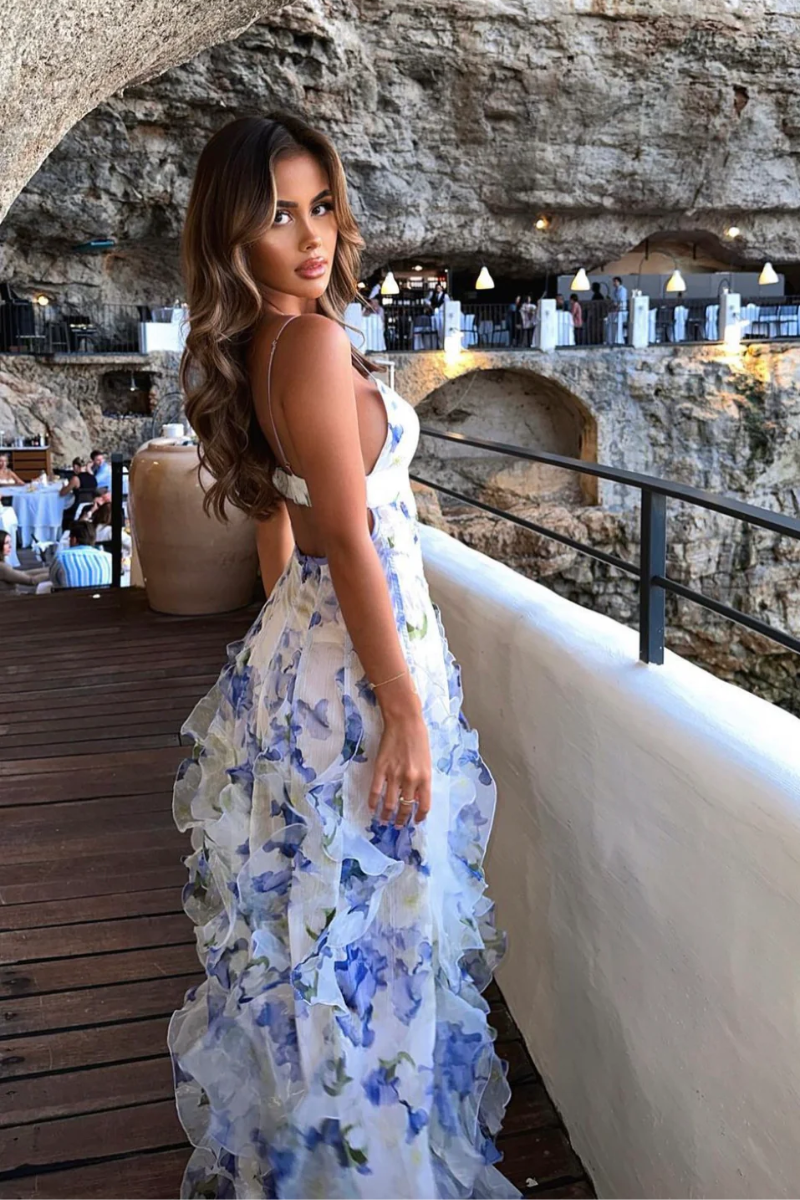 Sestina – Ethereal sheer design – Ruffled chiffon-blend maxi dress-15133930881397-Mirella Fiore