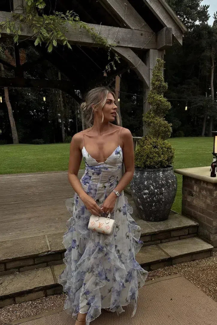 Sestina – Ethereal sheer design – Ruffled chiffon-blend maxi dress-15133930881397-Mirella Fiore