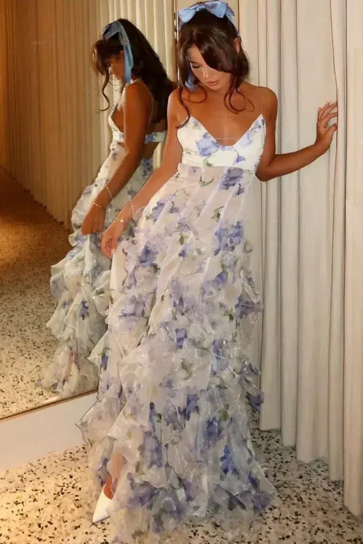 Sestina – Ethereal sheer design – Ruffled chiffon-blend maxi dress-15133930881397-Mirella Fiore