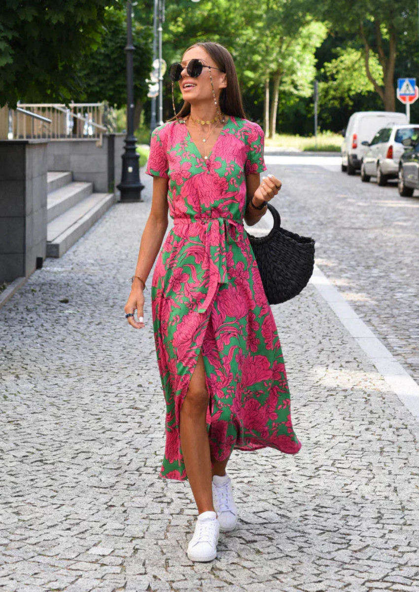 Sofianne – Wrap Midi Dress – Vibrant Prints-15368513913205-Mirella Fiore
