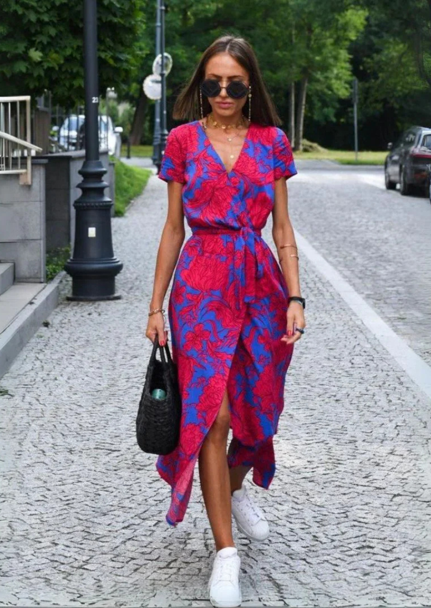 Sofianne – Wrap Midi Dress – Vibrant Prints-15368513913205-Mirella Fiore