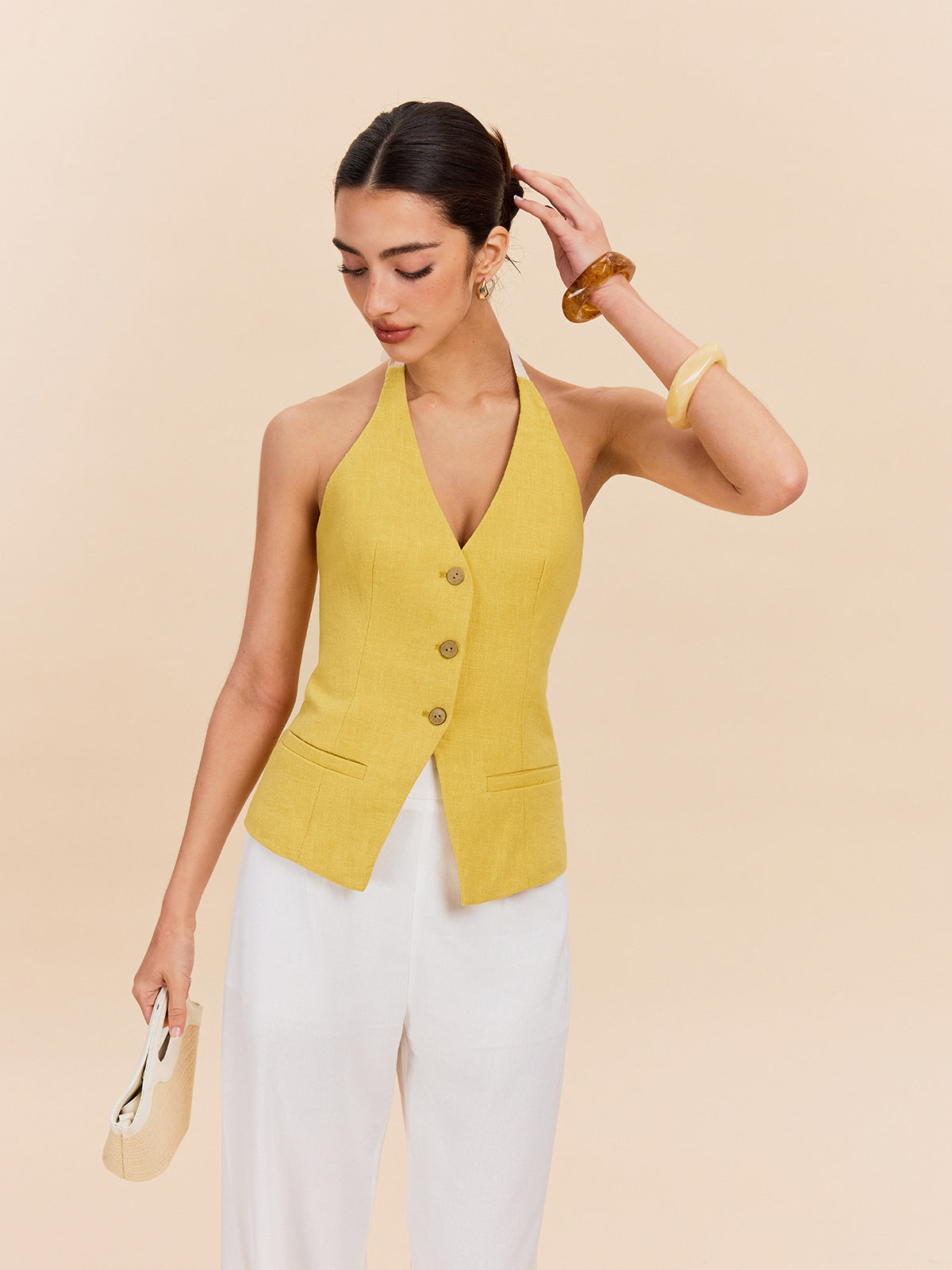 Solandra – Tailored ease – Halterneck waistcoat top-15274612916597-Mirella Fiore