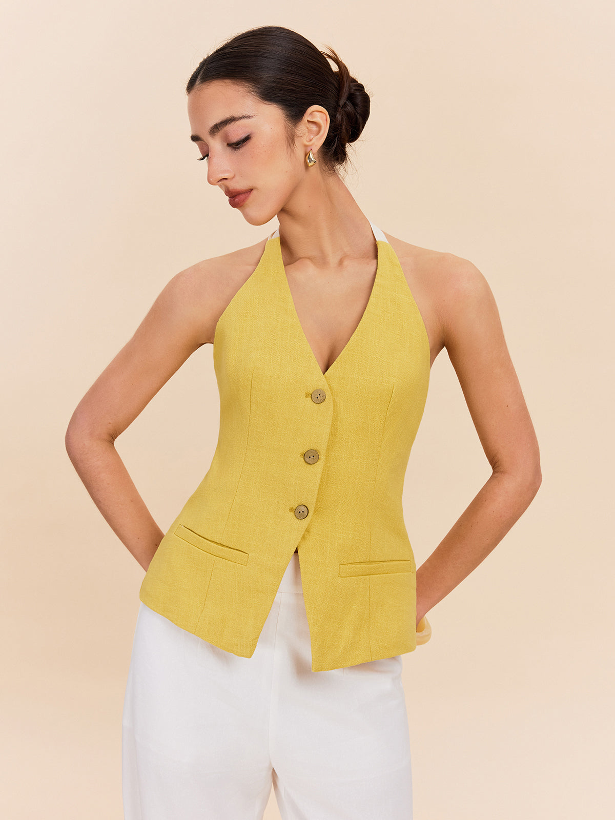 Solandra – Tailored ease – Halterneck waistcoat top-15274612916597-Mirella Fiore