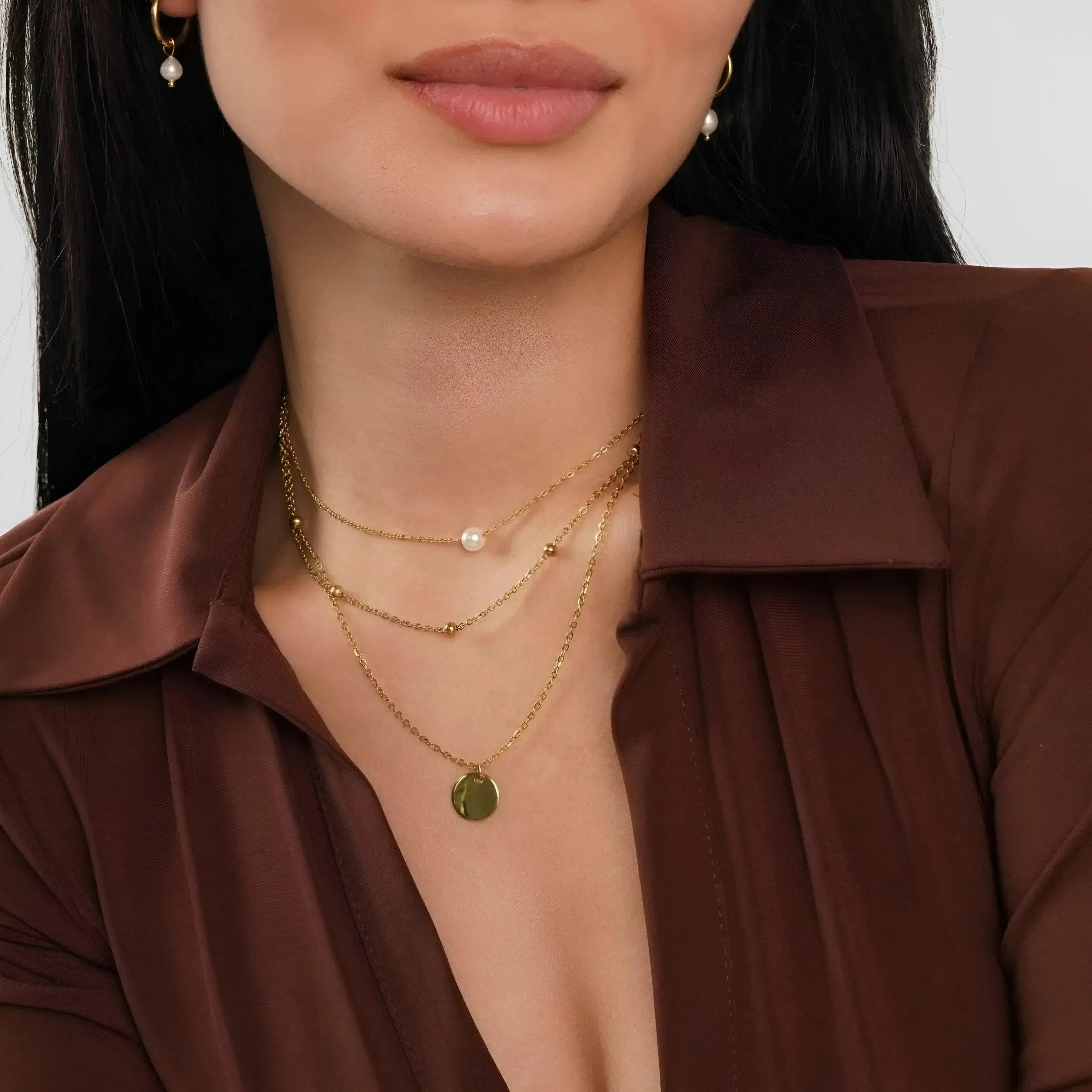 Solania – Layered disc design – Pendant necklace-15227799961973-Mirella Fiore