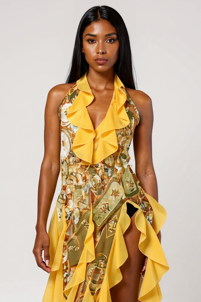 Solanna – Ruffled halter neck - Maxi dress-15353219973493-Mirella Fiore