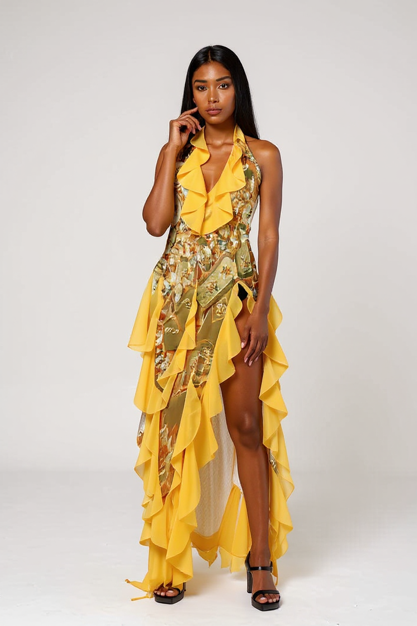 Solanna – Ruffled halter neck - Maxi dress-15353219973493-Mirella Fiore