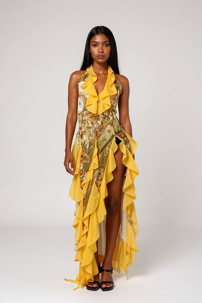 Solanna – Ruffled halter neck - Maxi dress-15353219973493-Mirella Fiore
