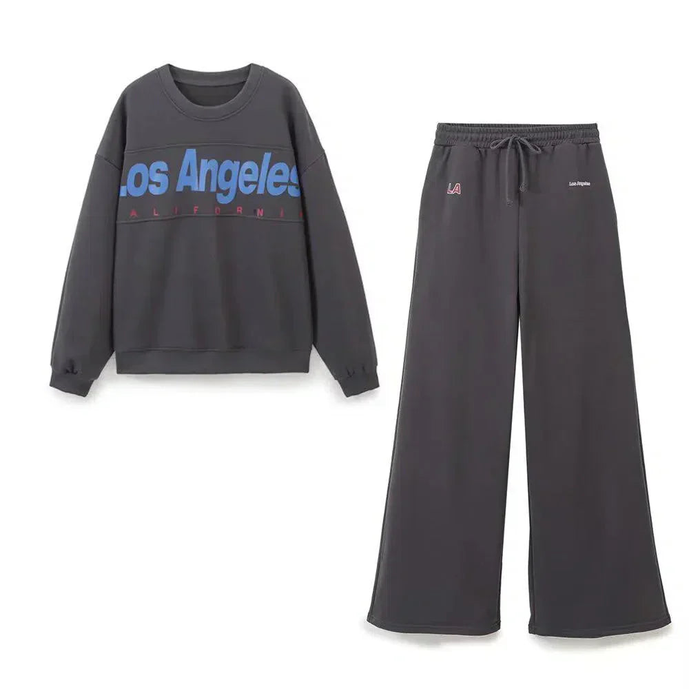 Soleil – Crew neck sweatshirt & jogger-style pants – Los Angeles lounge set-15133770613109-Mirella Fiore