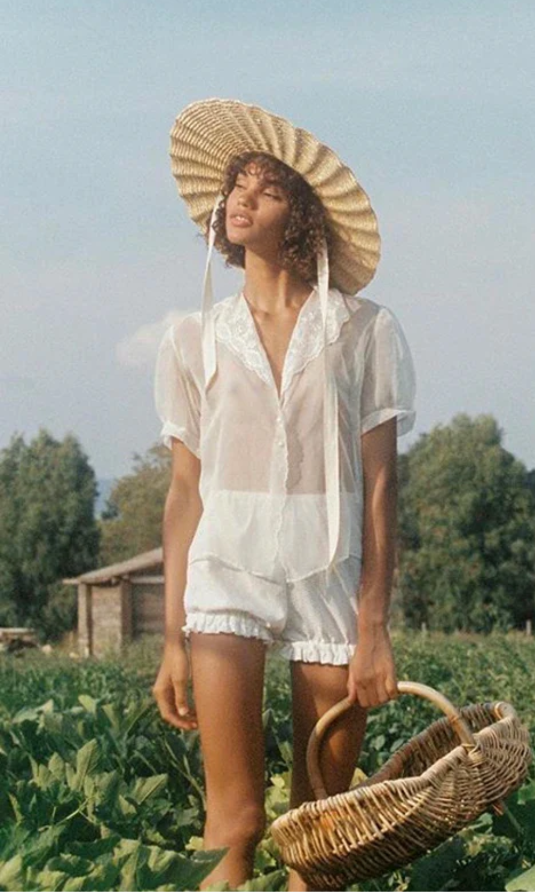 Solvienne – Scalloped ribbon tie – Straw hat-15133782442357-Mirella Fiore