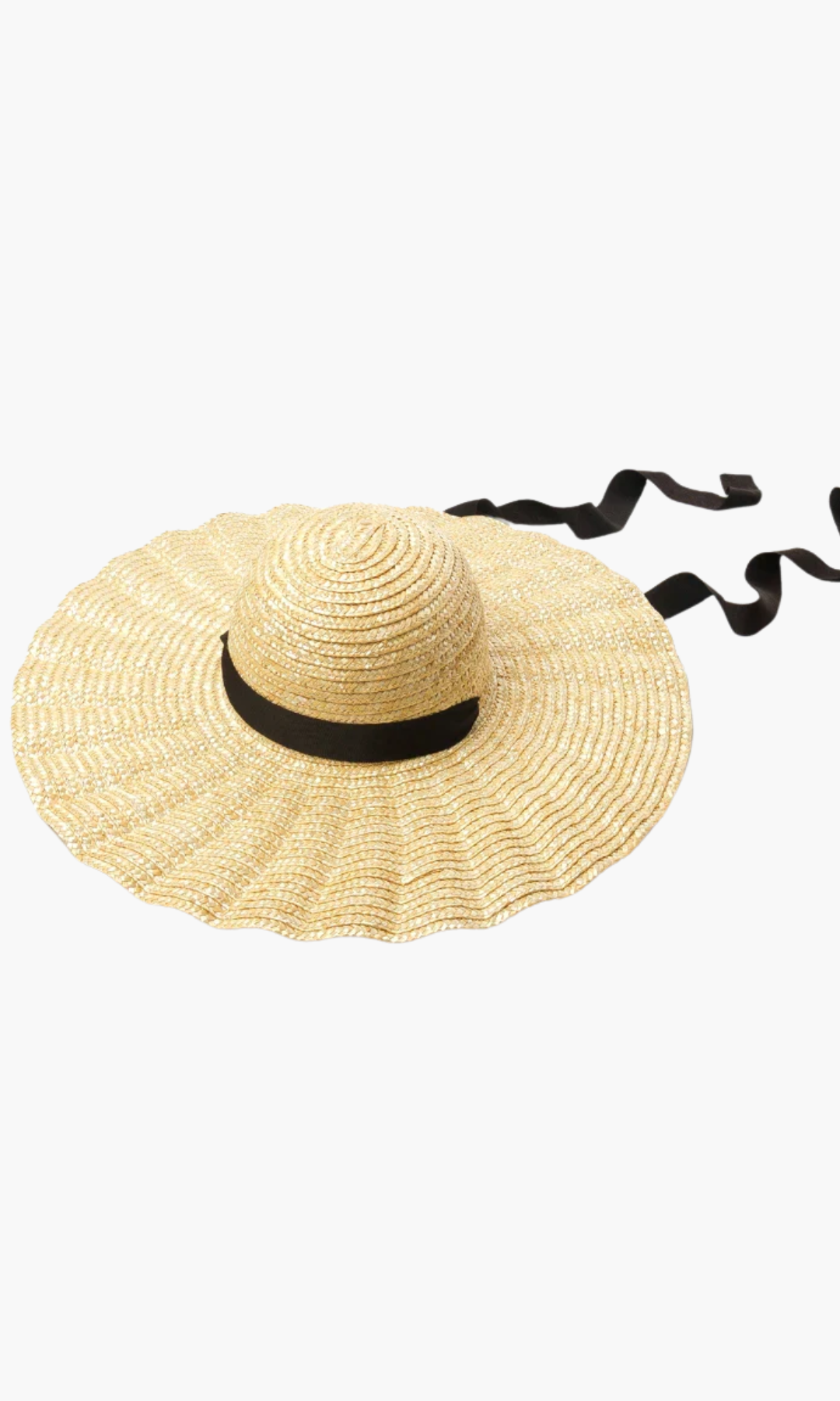 Solvienne – Scalloped ribbon tie – Straw hat-15133782442357-Mirella Fiore