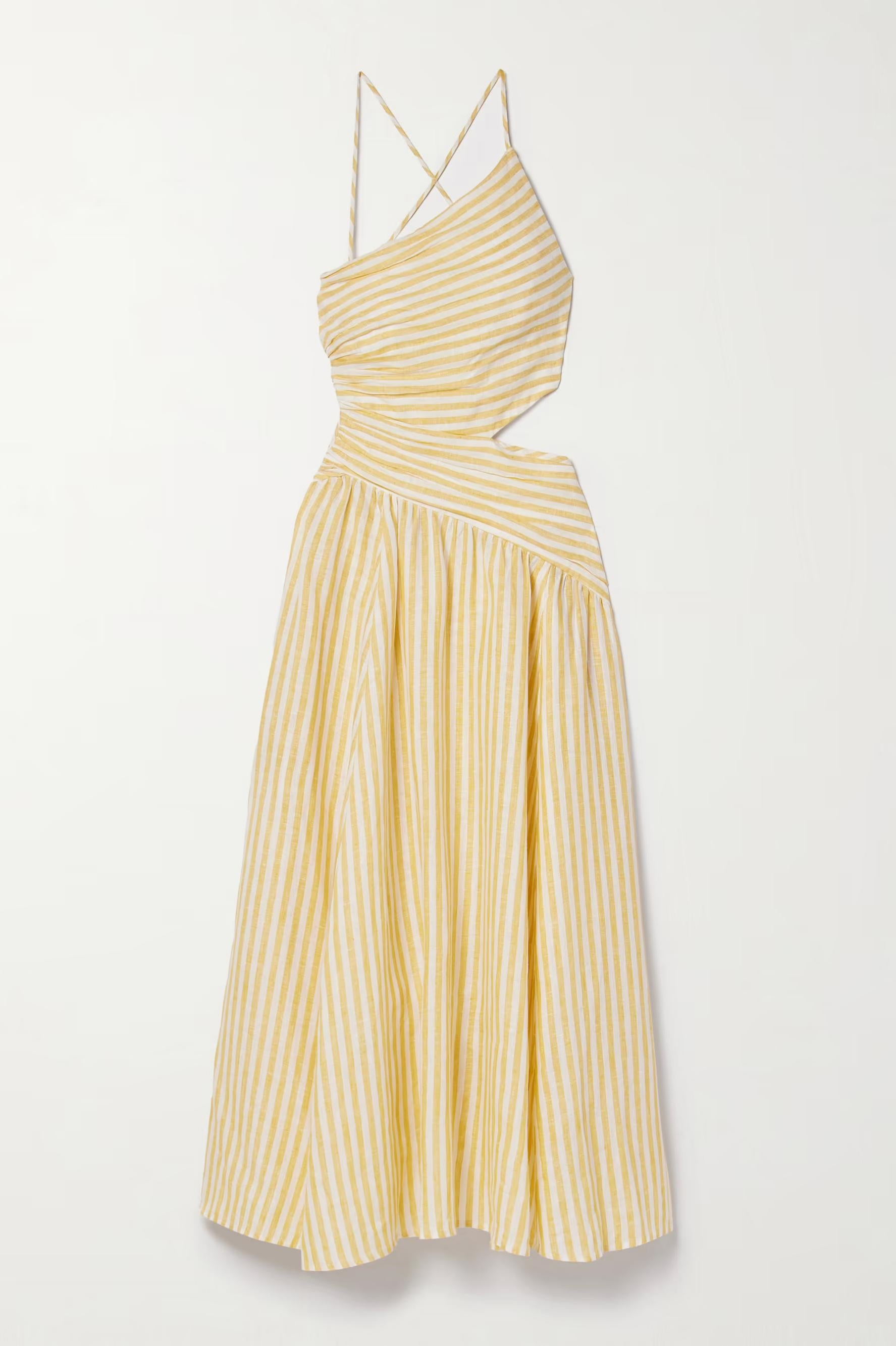 Solvina – Striped twist-front – One-shoulder midi dress-15303064224117-Mirella Fiore