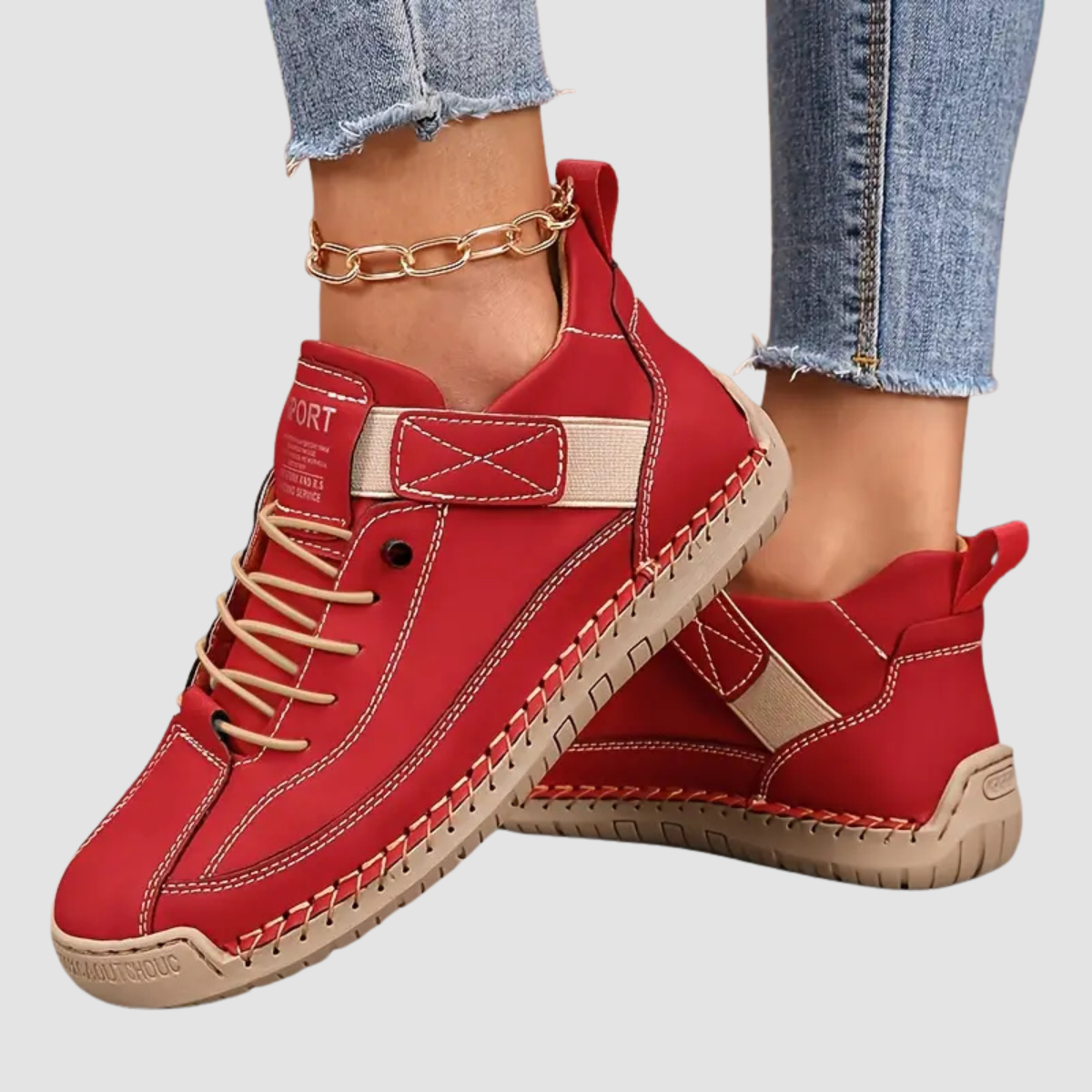 Sophie - Comfort Hiking Shoes Red-15553338540405-Mirella Fiore