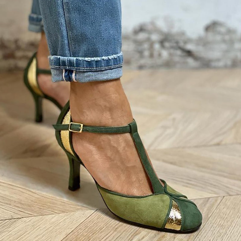 Taviana - Patchwork pumps with T-strap and closed toe-15530389307765-Mirella Fiore