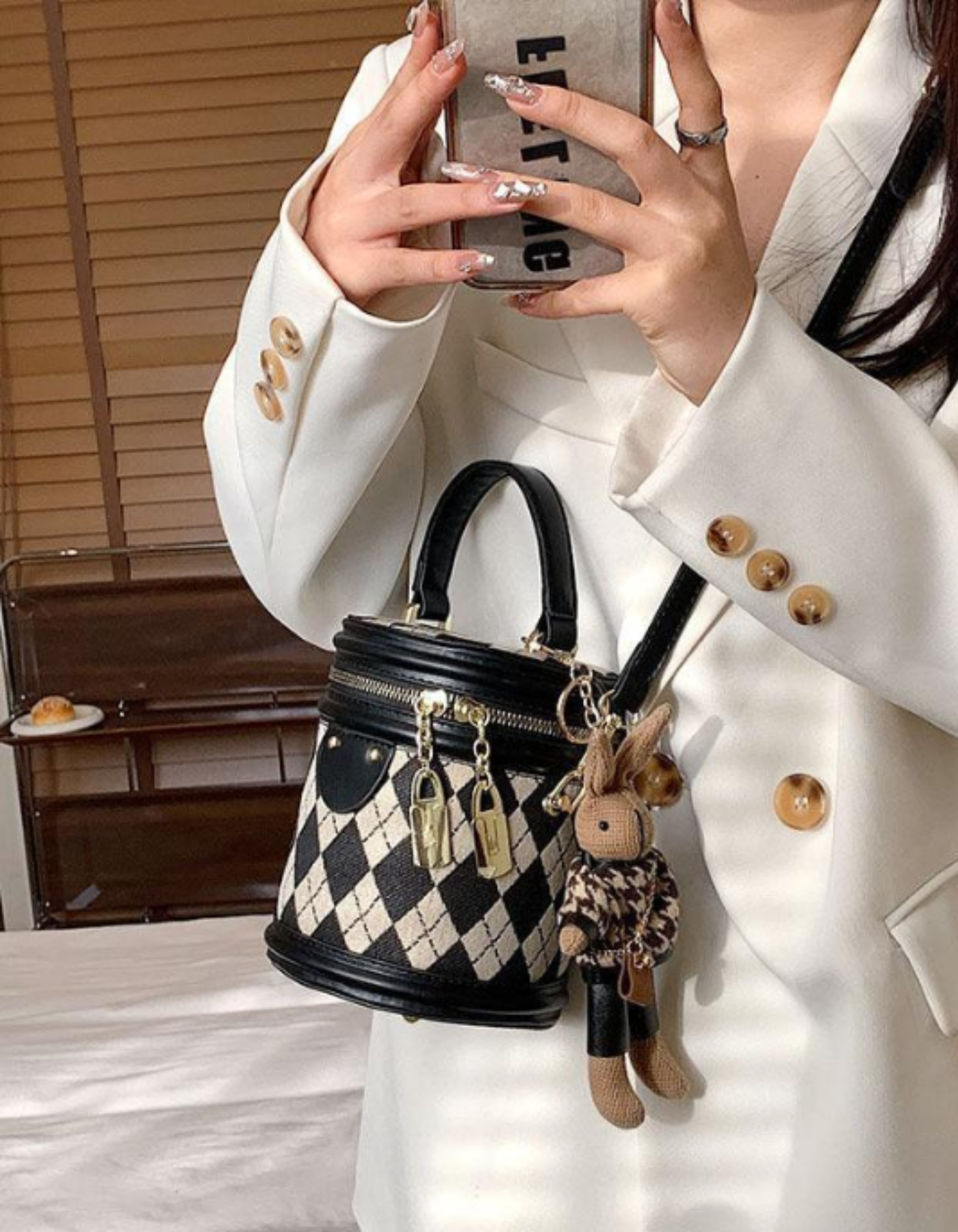 Tessalyn – Argyle bunny charm – Crossbody handbag-15209173811573-Mirella Fiore