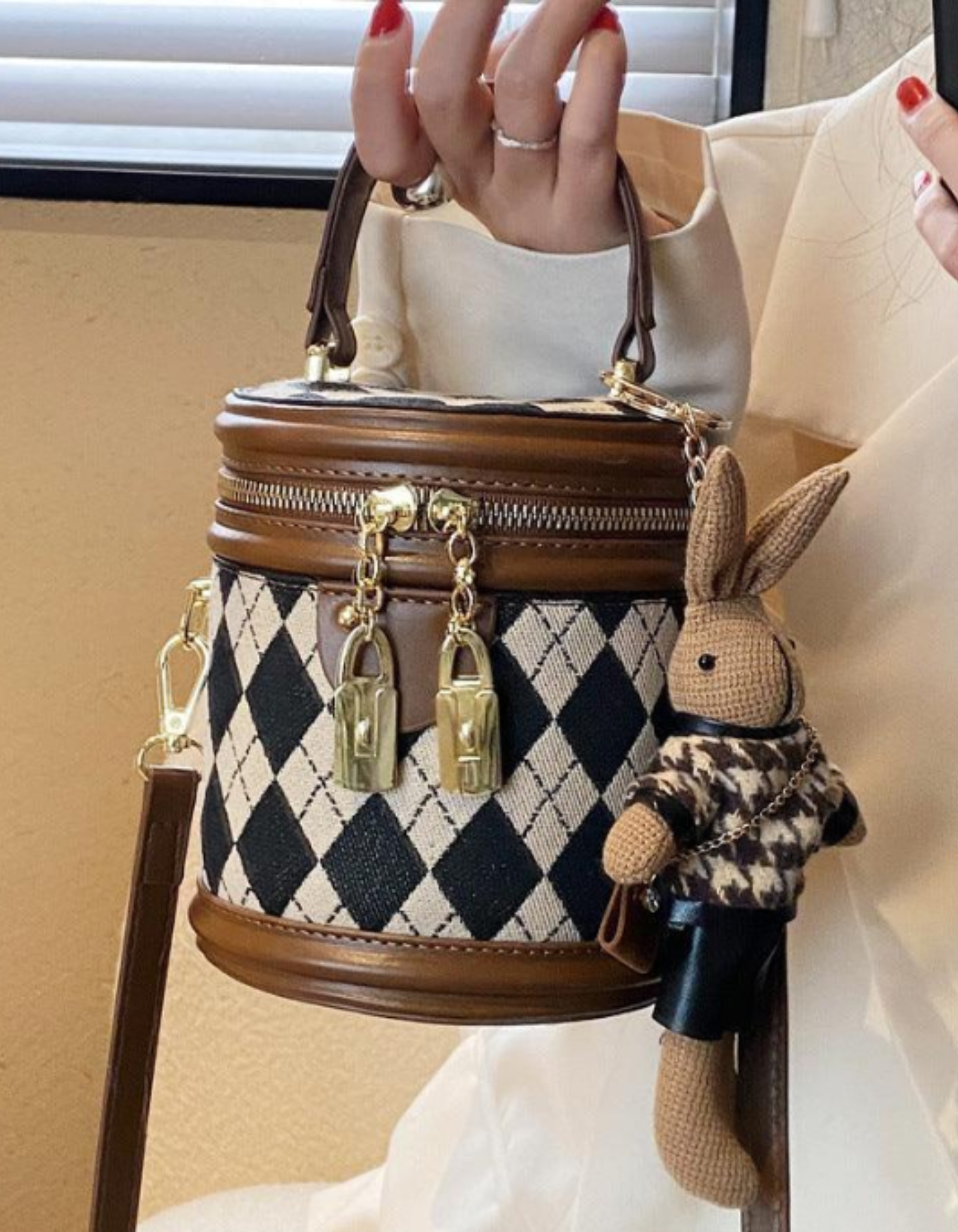 Tessalyn – Argyle bunny charm – Crossbody handbag-15209173811573-Mirella Fiore