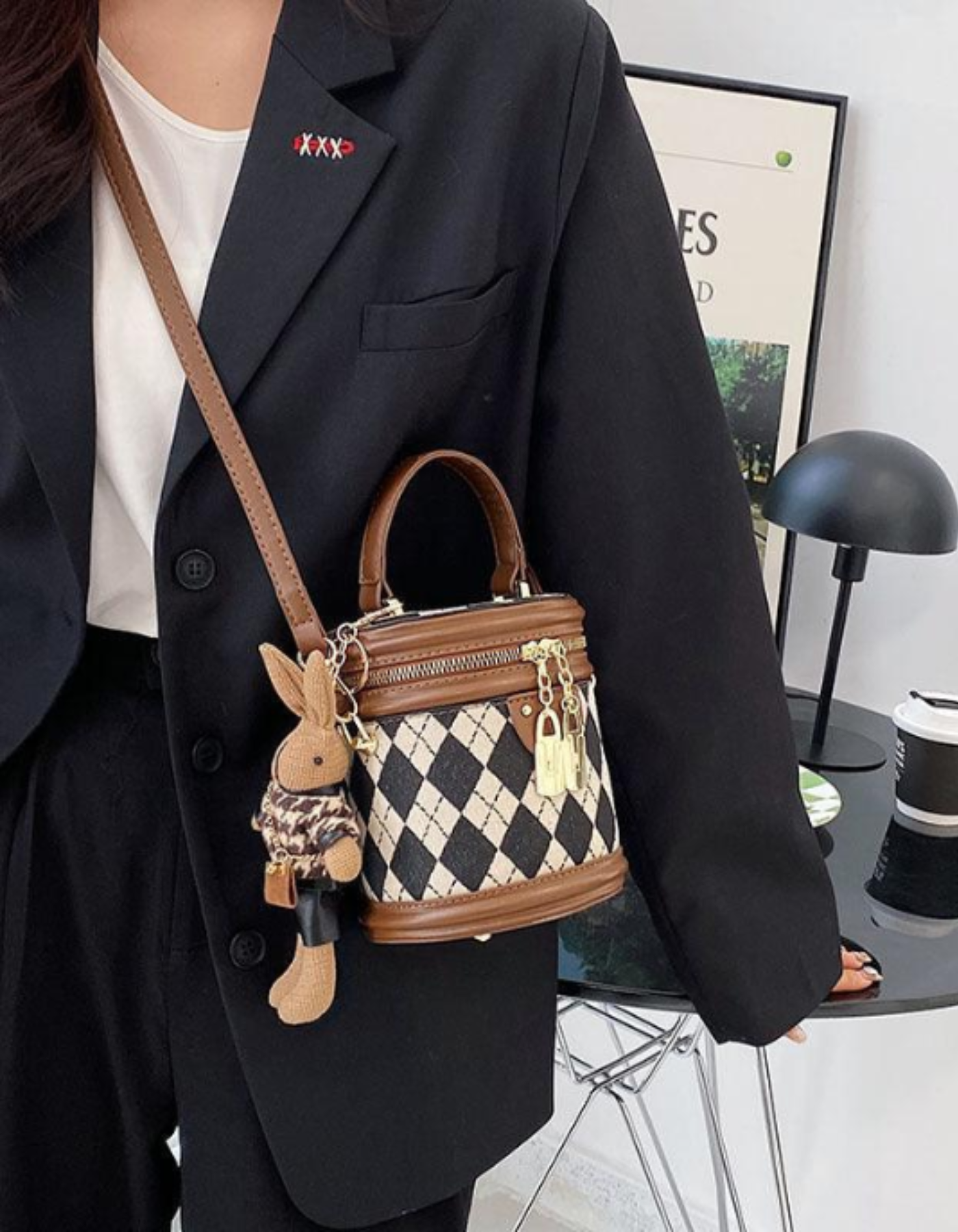 Tessalyn – Argyle bunny charm – Crossbody handbag-15209173811573-Mirella Fiore