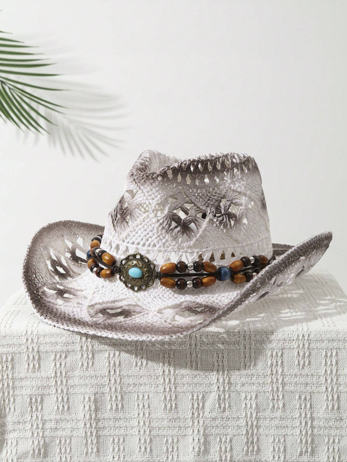 Tessalyn – Turquoise beaded – Straw cowboy hat-15133796204917-Mirella Fiore