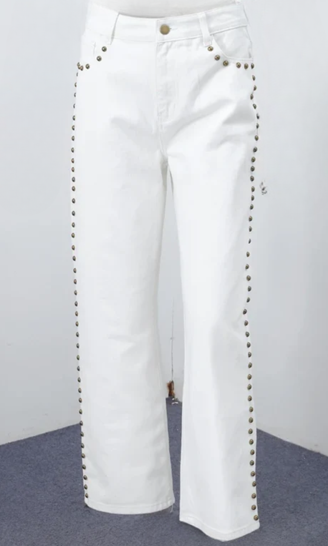 Valdenza – Gold stud trim – Straight leg jeans-15133781328245-Mirella Fiore